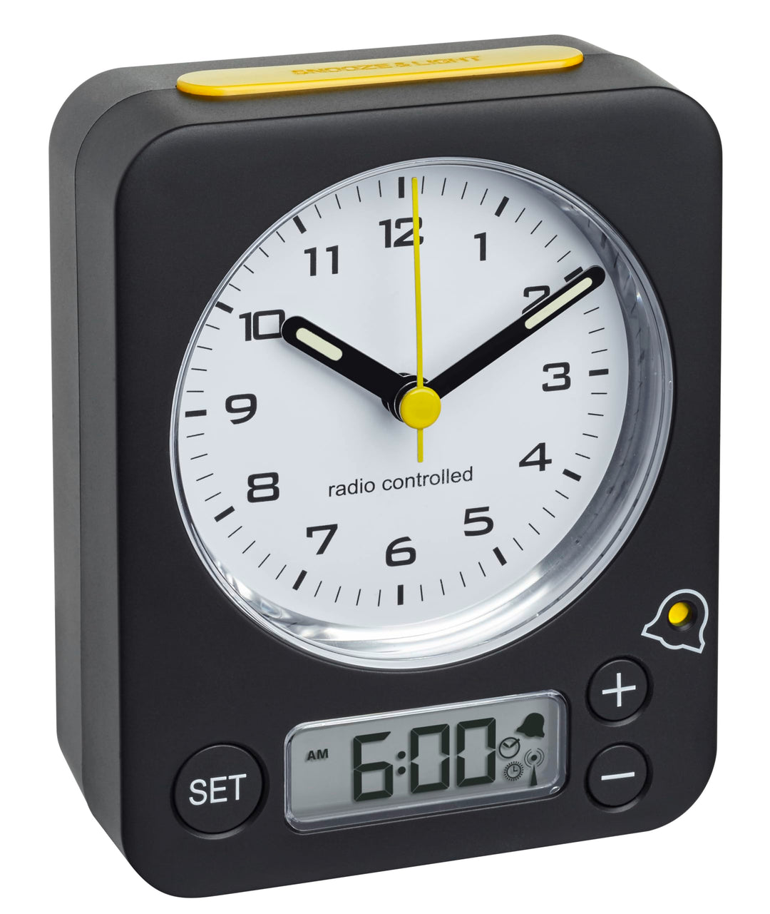 TFA Dostmann Combo Analog Wecker, 60.1511.01.07, mit Funkuhr, mit digitaler Alarmeinstellung, geräus