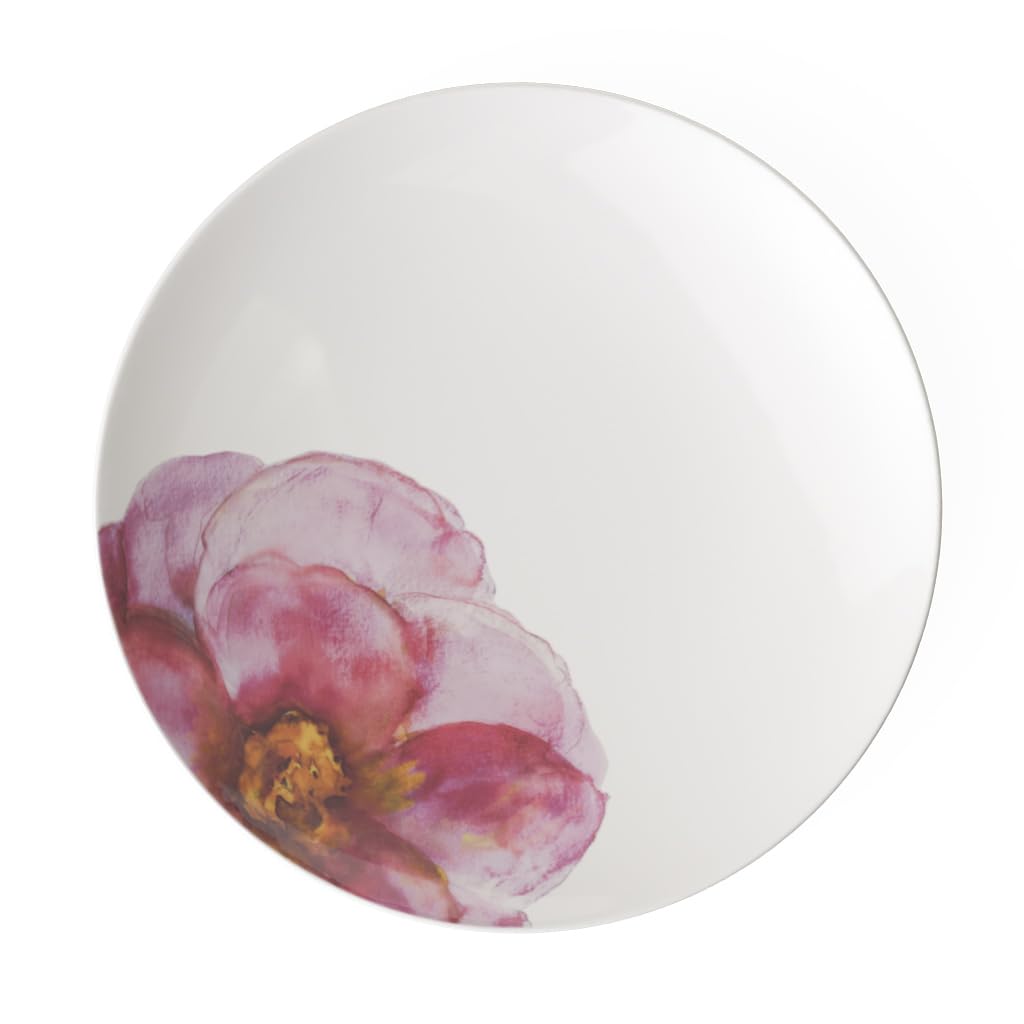 Villeroy &amp; Boch - Rose Garden Speiseteller Coupe, 28,5 x 28,5 x 3,5cm, Premium Porzellan, weiss/rosa