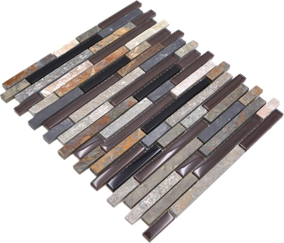 Mosaik Verbund Crystal/Stein mix Glasmosaik Transluzent Transparent 3D, Mosaikstein Format: 15x48/98