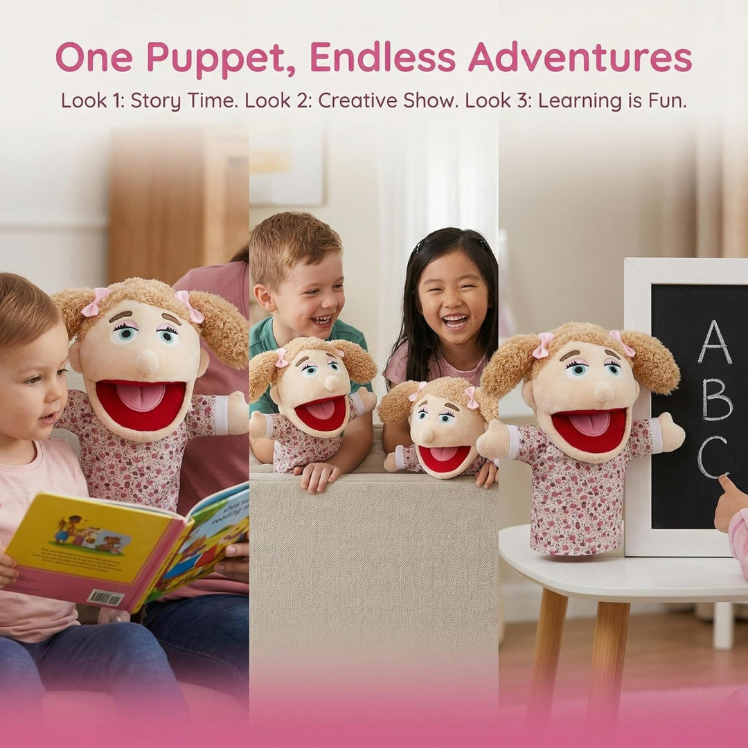 LOMTRATS Familie Handpuppen für Kinder, beinhaltet Opa, Oma, Papa, Mama, Tochter, Sohn mit beweglich