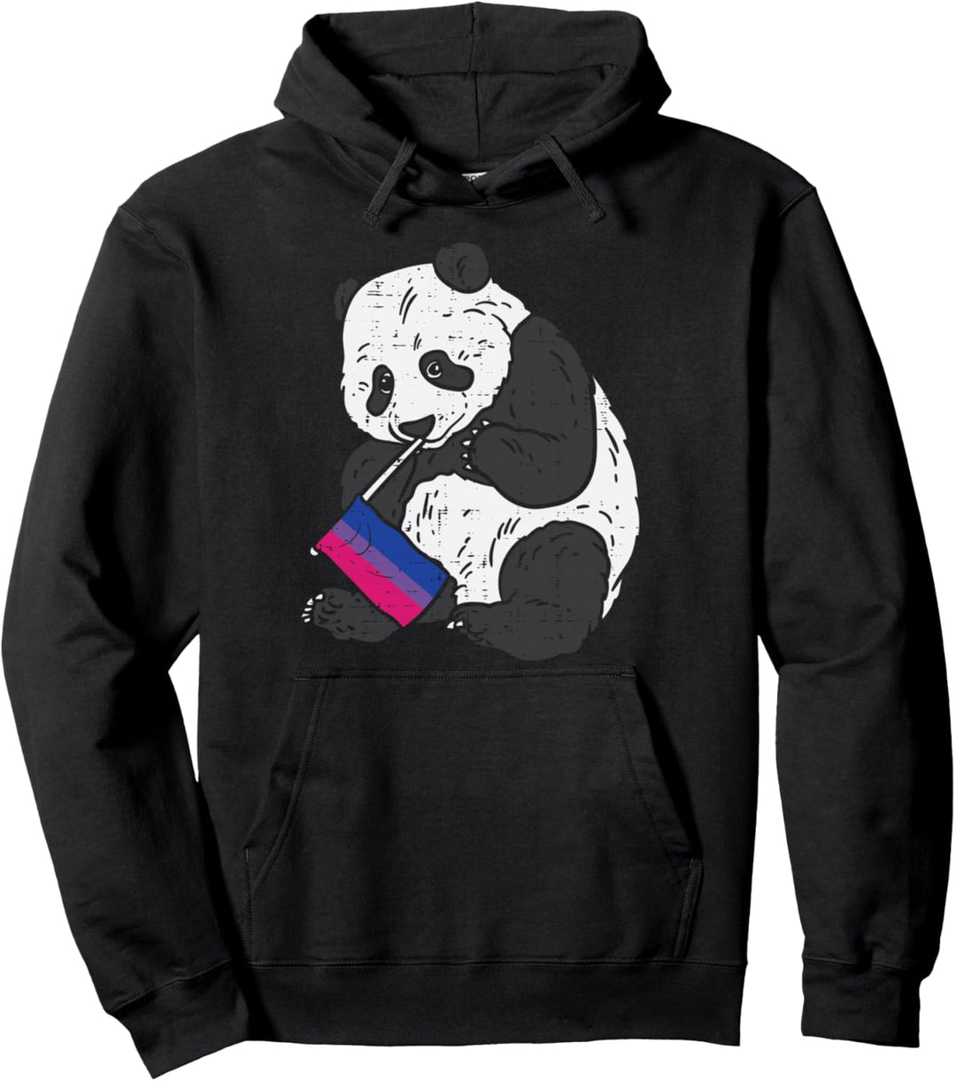 Panda Bear Bisexual Pride Flag LGBTQ Bi Animal Lover Gift Pullover Hoodie