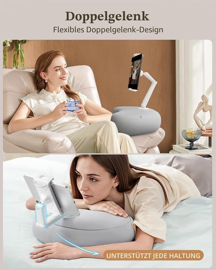 SAIJI Tablet Kissen Halter, 360° Verstellbarer ipad Halterung Bett mit flexiblem doppelachsigem Arm,