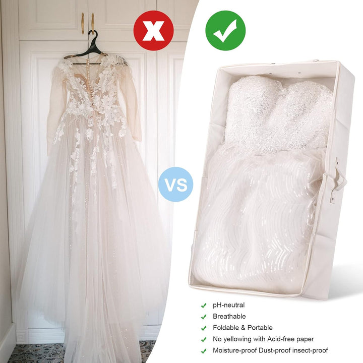 Ourea Hochzeitskleid-Box – Konservierungsbox für Hochzeitskleid, mit 20 Blatt säurefreiem Seidenpapi