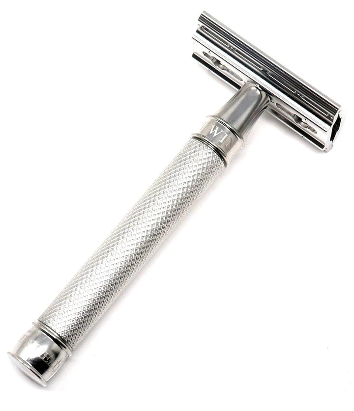 Edwin Jagger 3ONE6 DE Rasierhobel Edelstahl geriffelt, 1 Packung Rasierklingen (Edelstahl)