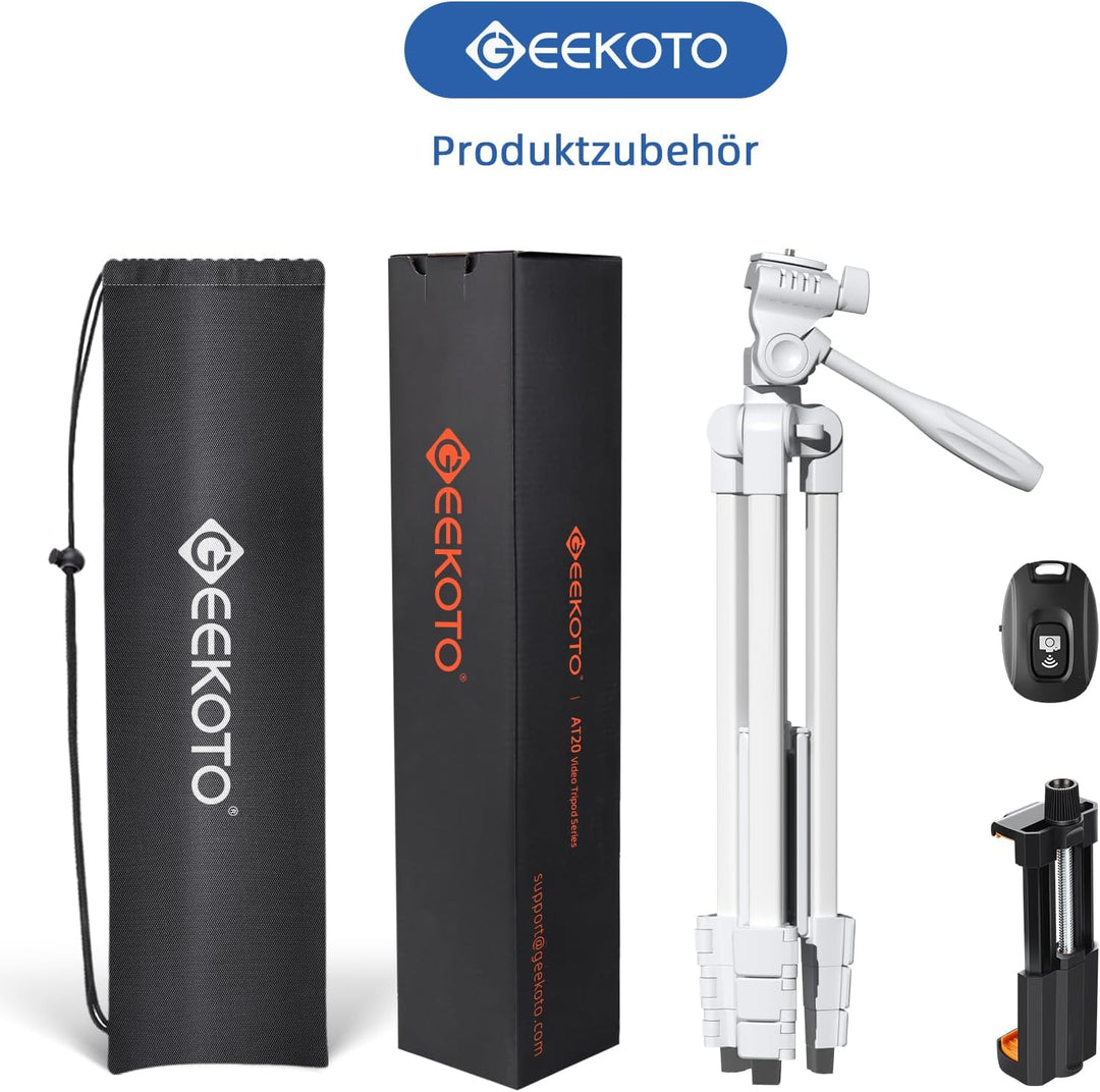 GEEKOTO Stativ für Smartphone, Einstellbar 55-Zoll Handy Stativ mit 360-Grad-Panorama-Drehplattform