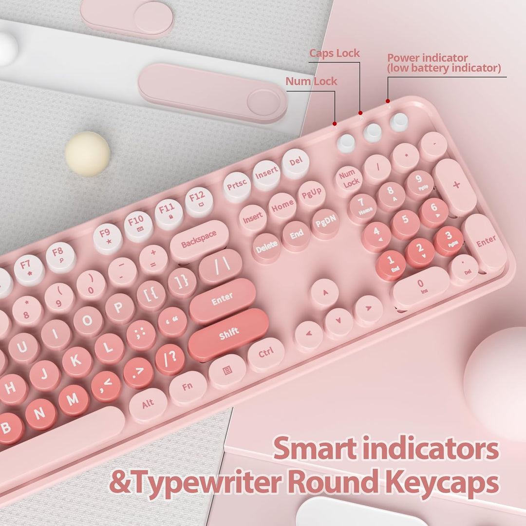 SOLIDEE Kabellose Tastatur und Maus-Kombination, Schreibmaschinen-Tastatur Mit Ziffernblock, 2.4GHz