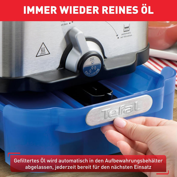 Tefal FR8040 Oleoclean Pro Inox & Design Fritteuse | 2300W | Kapazität 1,2 Kg | Herausnehmbarer Ölbe