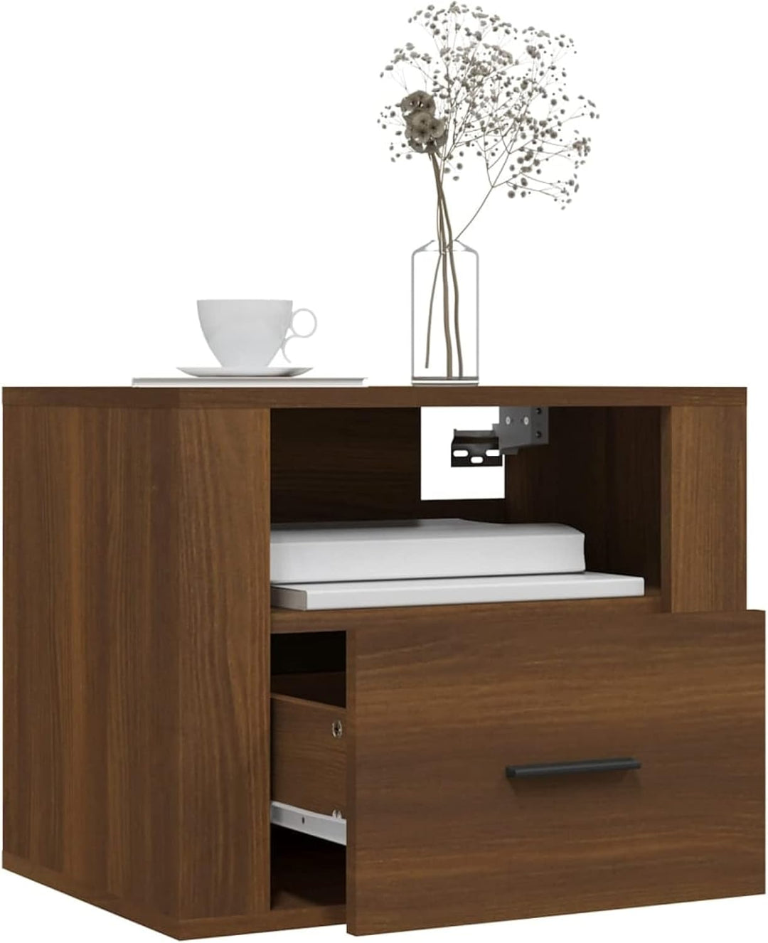 Tidyard 2 STK. Wand Nachttische Hängend Nachtkommode Wandboard Nachttisch mit Schublade Holzwerkstof
