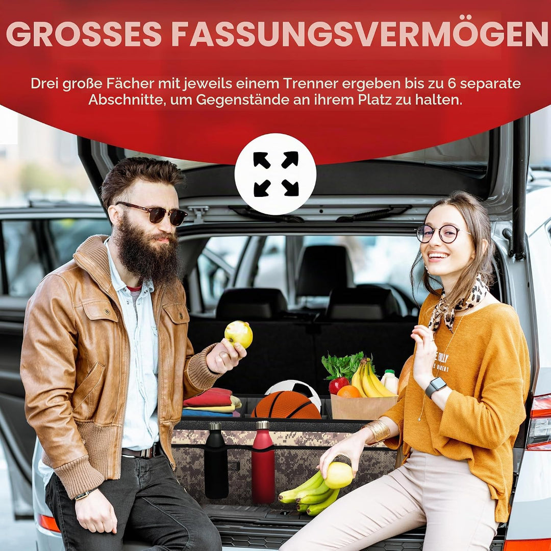 FORTEM Kofferraum Organizer, Kofferraumtasche, Zusammenklappbarer Auto Organizer Kofferraum mit Fäch