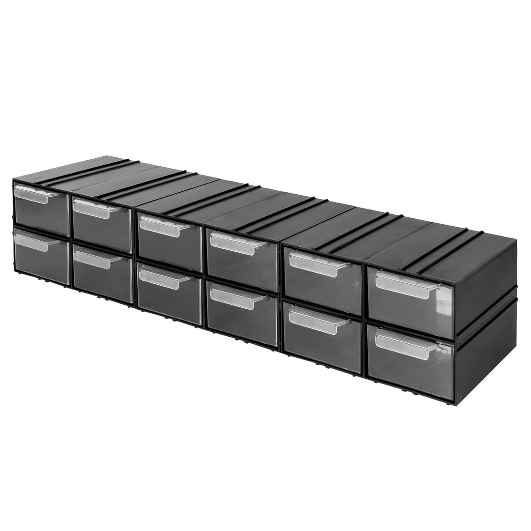 Aufbewahrungsbox mit Schubfächern Sortimentskasten - 12 Stück Transparent Schubladen - 690 x 155 x 1