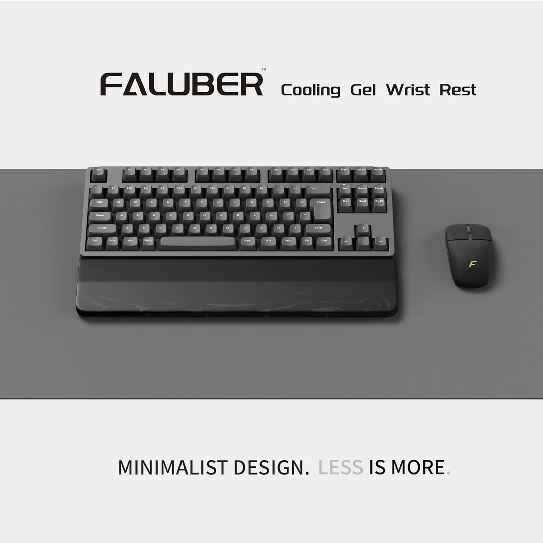 Faluber Handballenauflage aus Holz, 360 mm Länge und 20 mm Dicke für Medium Tastatur, Schwarze Besch
