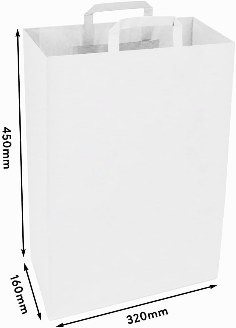 verpacking Papiertragetasche mit Flachhenkel 45 x 32 x 16 cm Weiss - Papiertüten Bio Papiertasche Kr