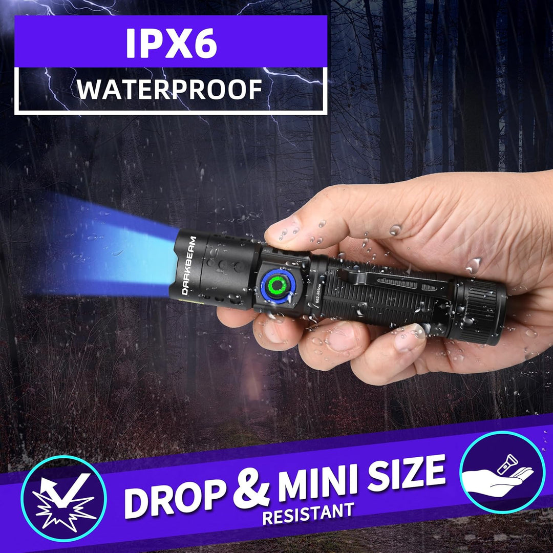 DARKBEAM Taschenlampe UV Lampe 365nm - Mini & leistungsstarke LED Ultraviolett Schwarzlicht Taschenl