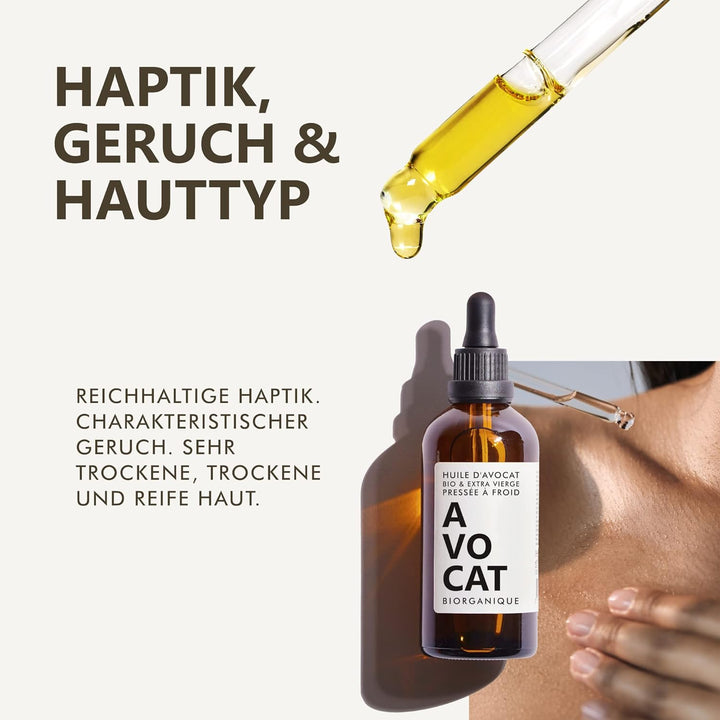 Avocadoöl Bio für Haut & Haar - 100 ml - 100% Bio, Rein, Natürlich & Kaltgepresst - in Amber Glas-Fl