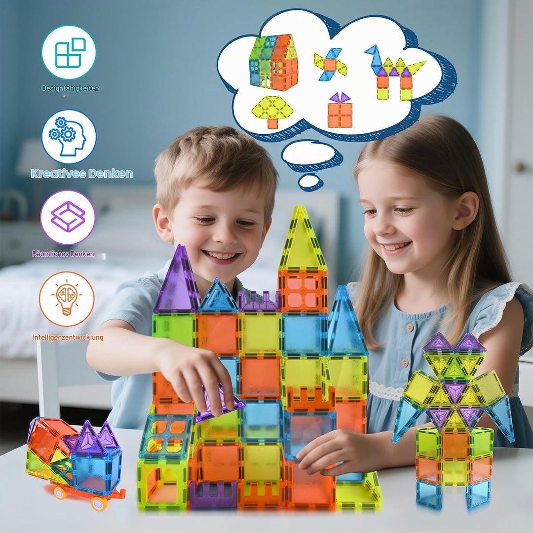 Magnetische Bausteine 92PCS Magnetspielzeug STEM Magnetbausteine ab 3 Jahre, Magnet Spielzeug Kinder
