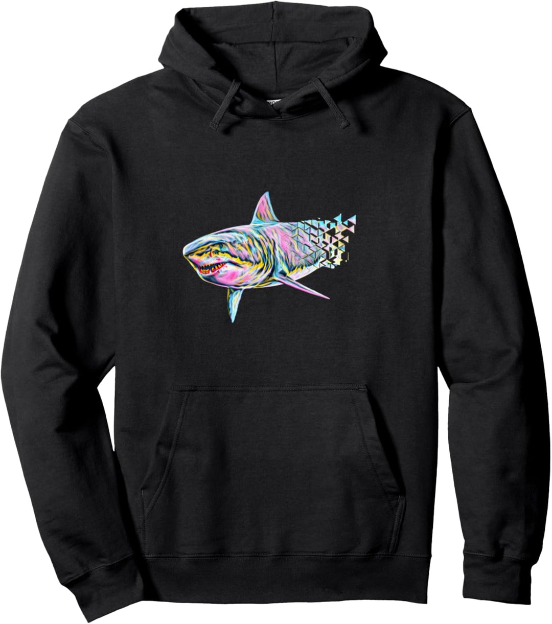 Weisser Hai Motiv Haie Raubfisch Rückenflosse Zähne Hai Pullover Hoodie