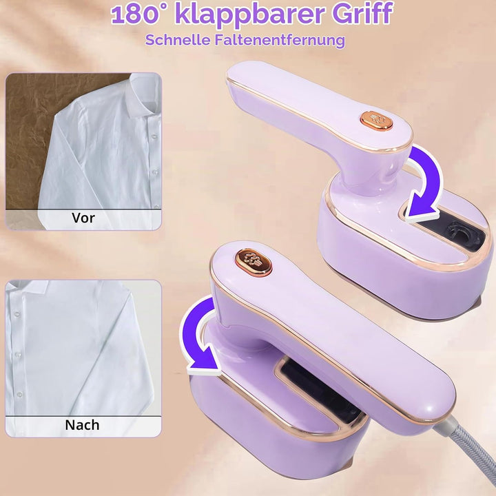 Hirsrian Dampfbügeleisen， Mini Dampfbügeleisen1000 W, Portable Bügeleisen Reise with Foldable Handle