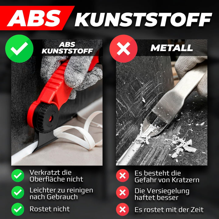 Profi Silikonentferner für Silikonfugen, Acryl und Dichtmasse – ABS-Kunststoff Silikonschaber zum En