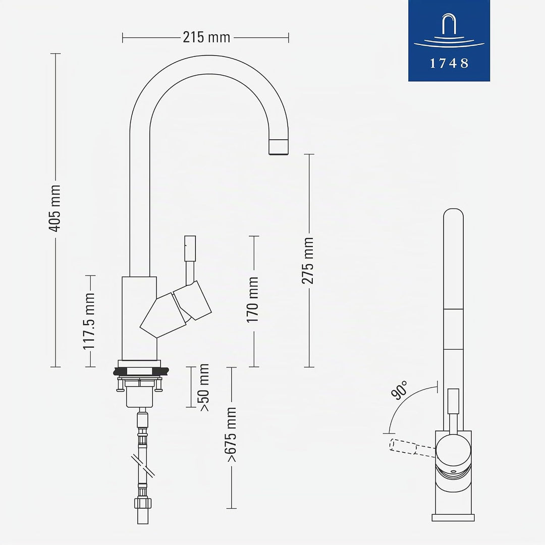 Villeroy &amp; Boch Umbrella | Hochdruck | Einhand-Küchenarmatur | Gold | 92530003 Gold Hochdruck Festau
