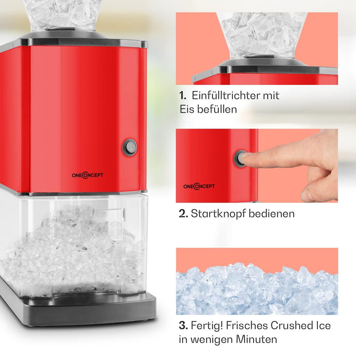 oneConcept Icebreaker - Ice Crusher, Eiscrusher, Eiszerkleinerer, 15 kg/h, 3,5 Liter (etwa 1,75 kg)