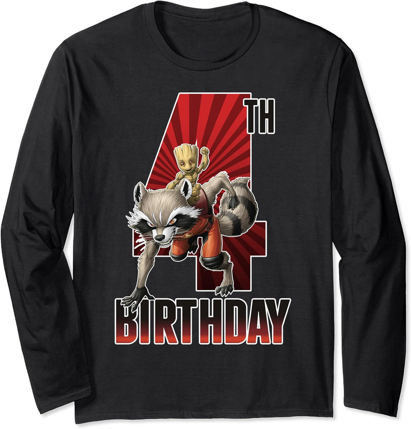 Marvel Guardians Of The Galaxy Rocket & Groot 4th Birthday Langarmshirt
