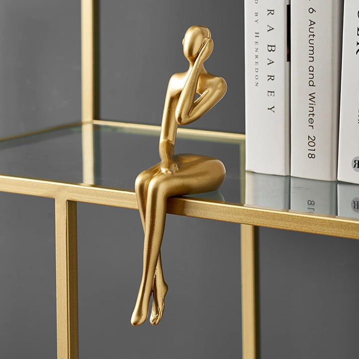 XINXUAN Goldene Statue, Heimdekorationen für Wohnzimmer, Regal-Dekor, modernes Bücherregal, Dekorati