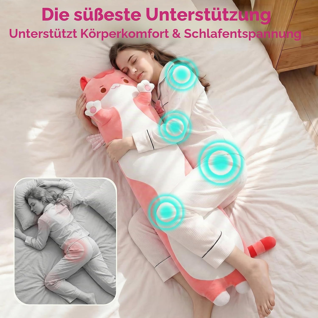 Mewaii 110CM Kuscheltier Kawaii Katzen Plüschkissen Stofftiere Lang Kätzchen Plüschtier Ausgestopfte