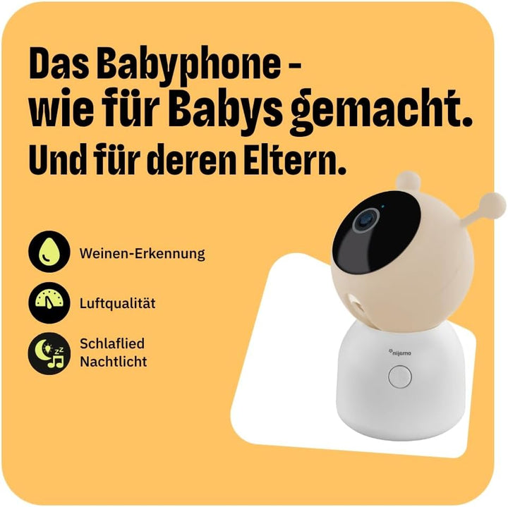 OMAJIN by Netatmo, Smarte Babyphone-Kamera, 2K HD, Nachtsicht, Info bei Weinen, bidirektionales Audi