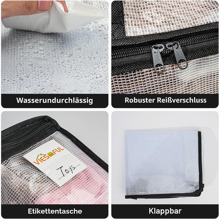 Vieshful 12 Stück Klare Aufbewahrungstaschen mit Etikett 22L – PVC Netz Aufbewahrungsbeutel mit Reis