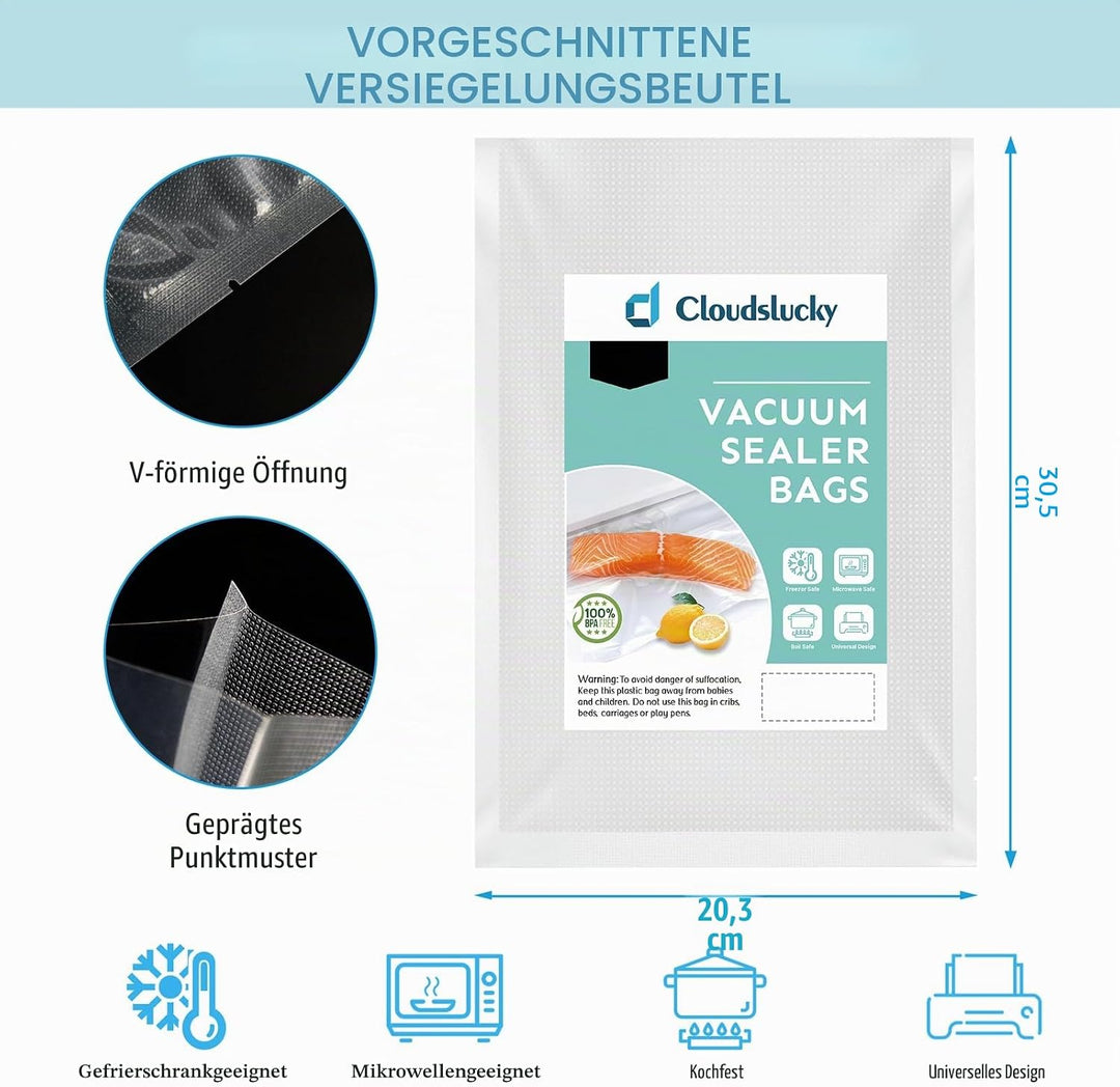Vakuumierbeutel Lebensmittel 100 Stück 20x30 cm Vakuumbeutel Gefrierbeutel Profi-beutel für alle Vak