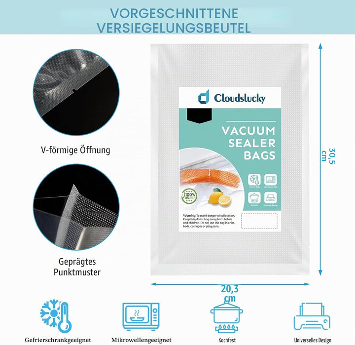 Vakuumierbeutel Lebensmittel 100 Stück 20x30 cm Vakuumbeutel Gefrierbeutel Profi-beutel für alle Vak