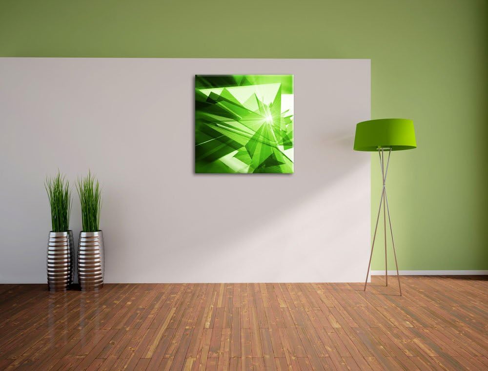 Abstrakt grünes Eis, Format: 70x70 auf Leinwand, XXL riesige Bilder fertig gerahmt mit Keilrahmen, K