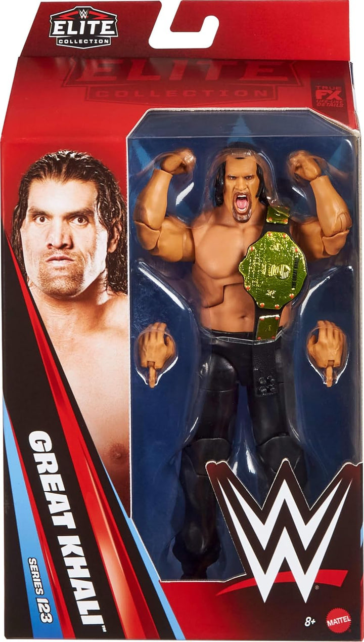 Mattel WWE Elite Actionfigur & Zubehör, Serie #123 Set, 15,2 cm grosses Sammlerstück Great Khali mit