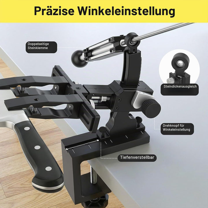 Präzisions Messerschärfe, Manuelles Messerschärfsystem aus CNC Aluminium mit 360° Flip &amp; zweiseitige