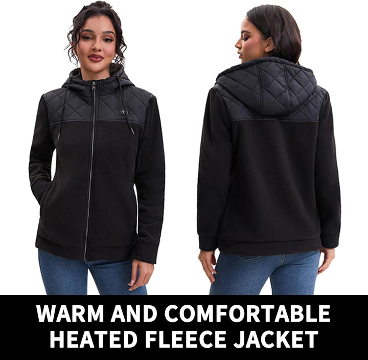 Beheizbare Jacke Damen, Heizjacke mit Powerbank und 3 Temperaturstufen 5 Heizzonen, Beheizte Jacke K