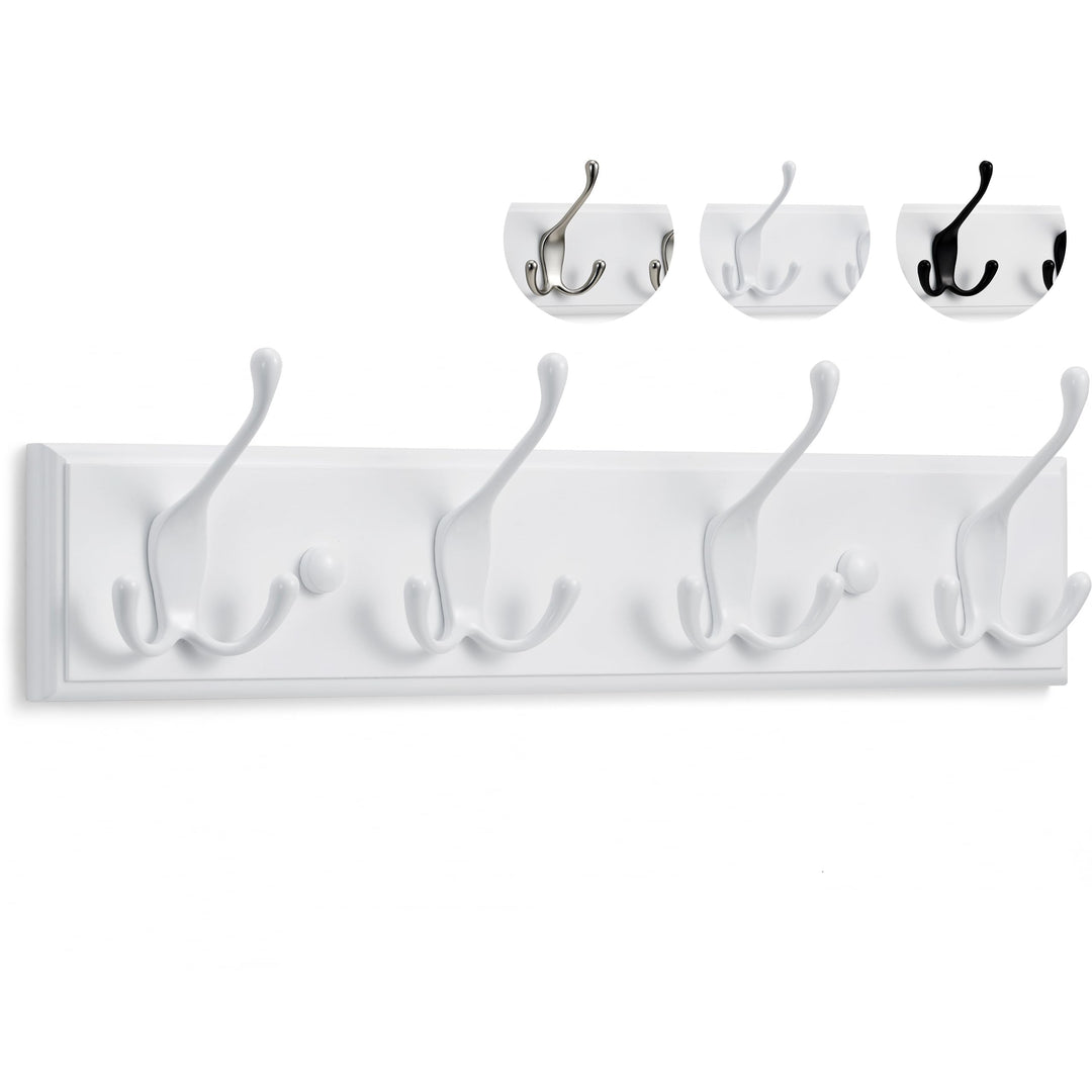 LARHN Garderobenhaken Weiss - Garderobenleiste Weiss mit 4 Haken - 42 cm - Kleiderhaken Wand - Wandg