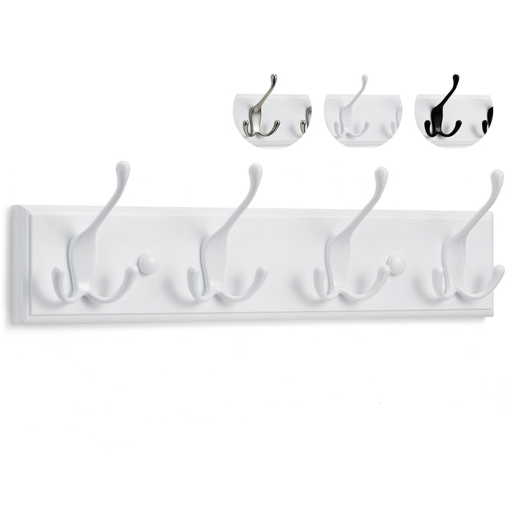 LARHN Garderobenhaken Weiss - Garderobenleiste Weiss mit 4 Haken - 42 cm - Kleiderhaken Wand - Wandg