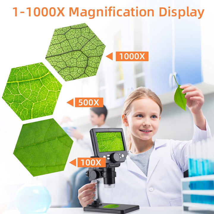 LCD Digital USB Mikroskop, Koolertron 4,3 Zoll 1080P 8 Megapixel 1000X HD Vergrösserung Zoom Drahtlo