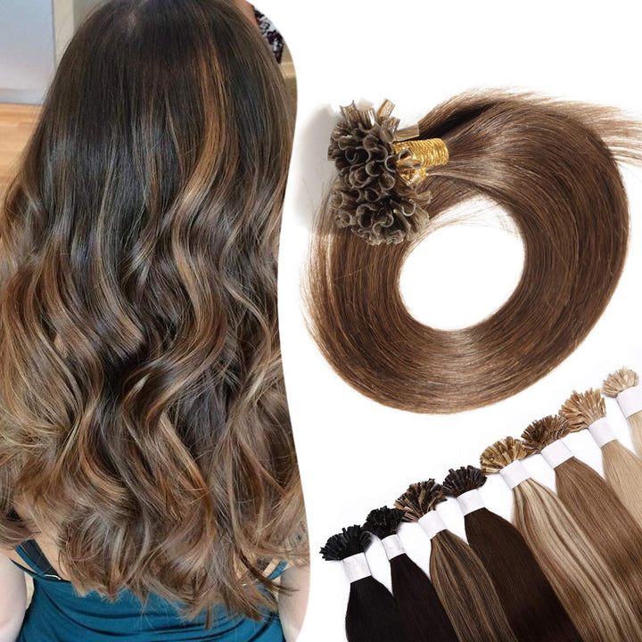 SEGO Bondings Extensions Echthaar 0.5g/Strähnen Haarverlängerung Keratin U-Tip 7A 100% Human Hair 10