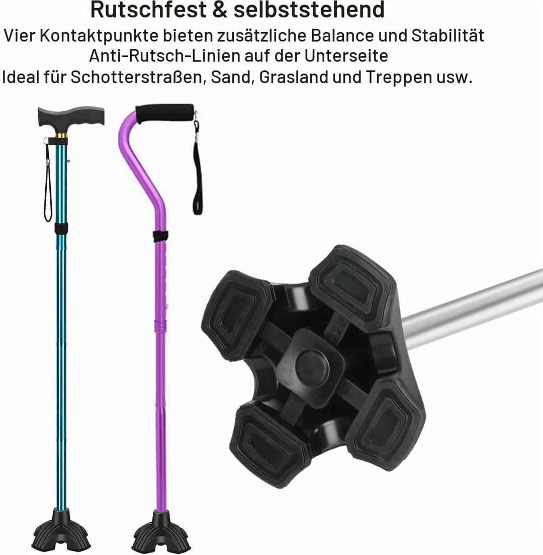 supregear 2 Stück Gummifüsse für Gehstöcke, 18mm, 19mm Quad Stütz Selbststehende Rohrstockspitze rut