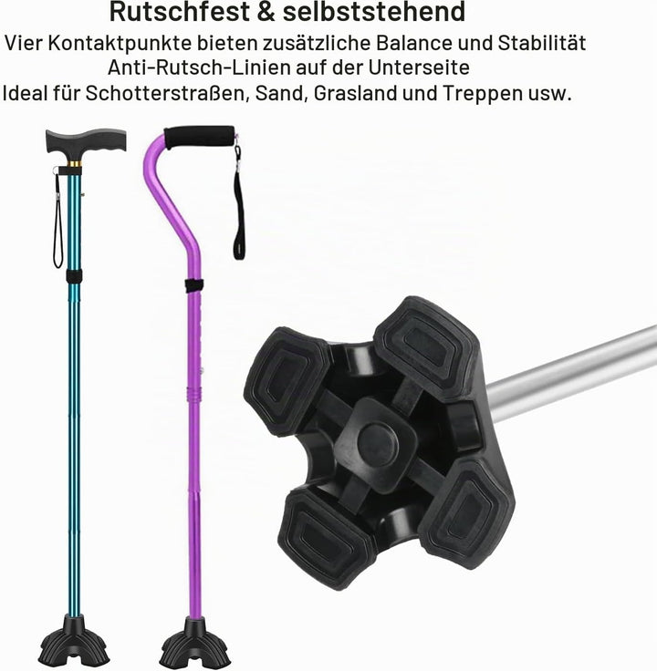 supregear 2 Stück Gummifüsse für Gehstöcke, 18mm, 19mm Quad Stütz Selbststehende Rohrstockspitze rut