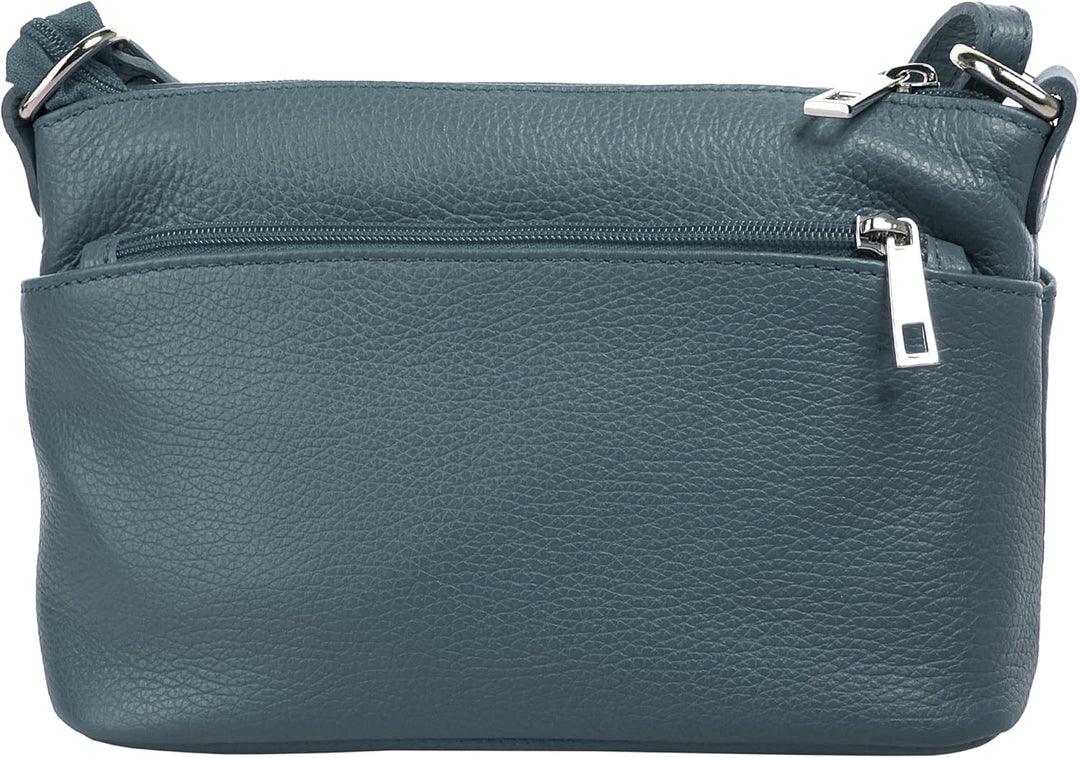 Cluty Umhängetasche echt Leder Damen - 020617 Blau, Blau