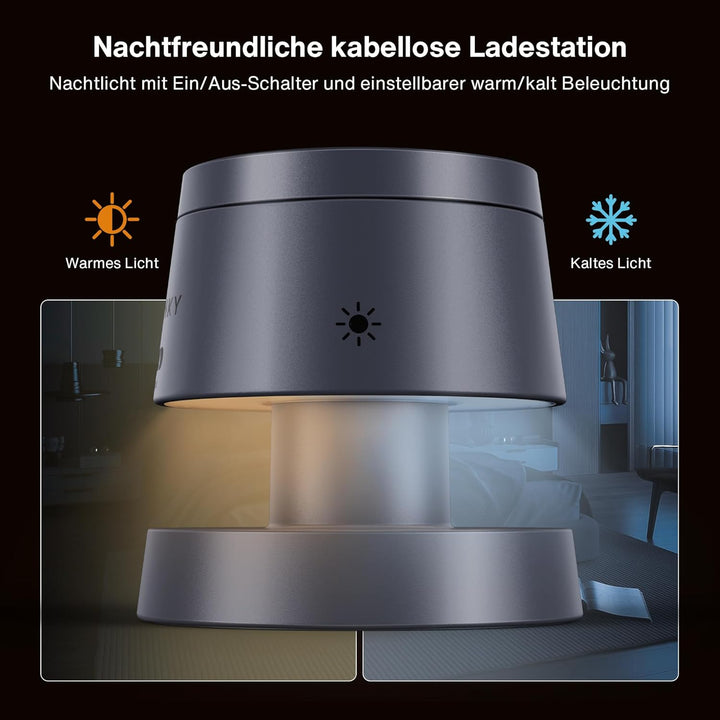 iVANKY 4 in 1 Wireless Ladegerät für iPhone 17 Ladestation mit Nachtlicht, 15 W 3 in 1 Reiseständer