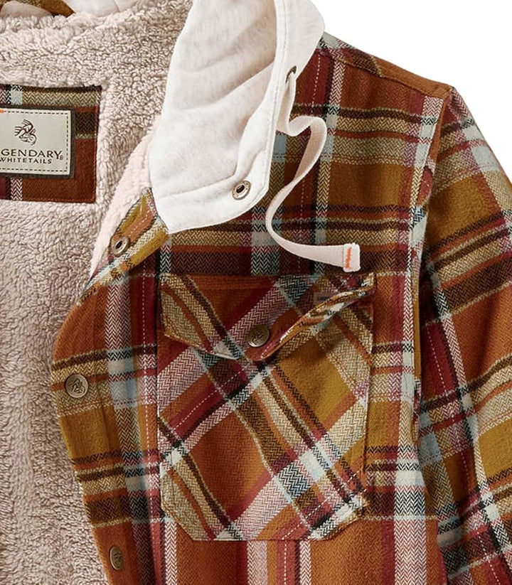 Legendary Whitetails Herren Camp Night Flanell-hemdjacke mit Kapuze und Berber Gefüttert Langärmlig