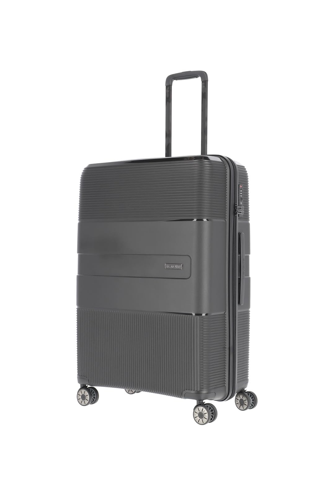 travelite 4-Rad Hartschalen Koffer gross mit TSA Schloss, Gepäck Serie WAAL: Stabiler Trolley mit re