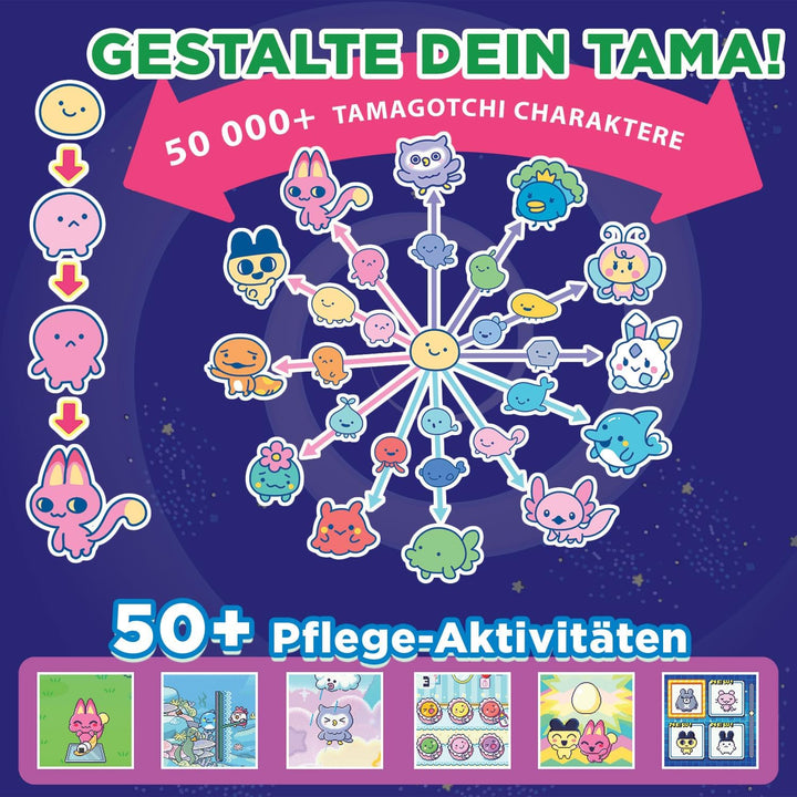 Bandai - Tamagotchi Paradise Himmel - Virtuelles Haustier zum Aufziehen - Tamagotchi mit Zoom-Drehra