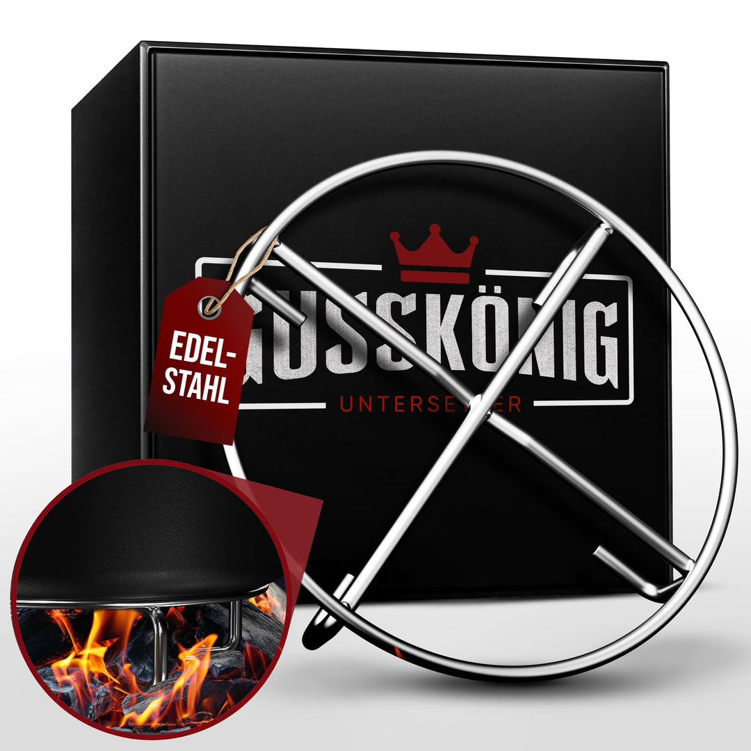 Edelstahl-Untersetzer 20x20 cm - Ablage für Dutch Oven & Kochgeschirr - Stabiler Untergrund auf Kohl