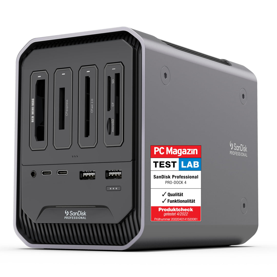 SanDisk PROFESSIONAL PRO-DOCK 4 Docking Station mit 4 Einschüben, für Lesegeräte mit Thunderbolt Kon