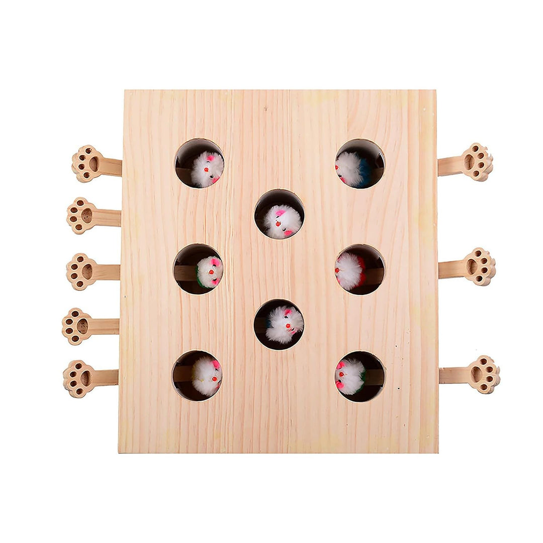 Permangallop Interaktives Katzenspielzeug, Holz, Spielzeug, Maulwurf Maus, Puzzle Box mit süssen Car