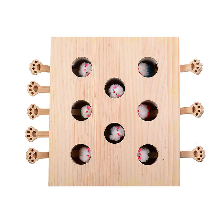 Permangallop Interaktives Katzenspielzeug, Holz, Spielzeug, Maulwurf Maus, Puzzle Box mit süssen Car